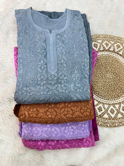 Premium Viscose Fabric HandWork Chikankari Kurti – Ombre Shades