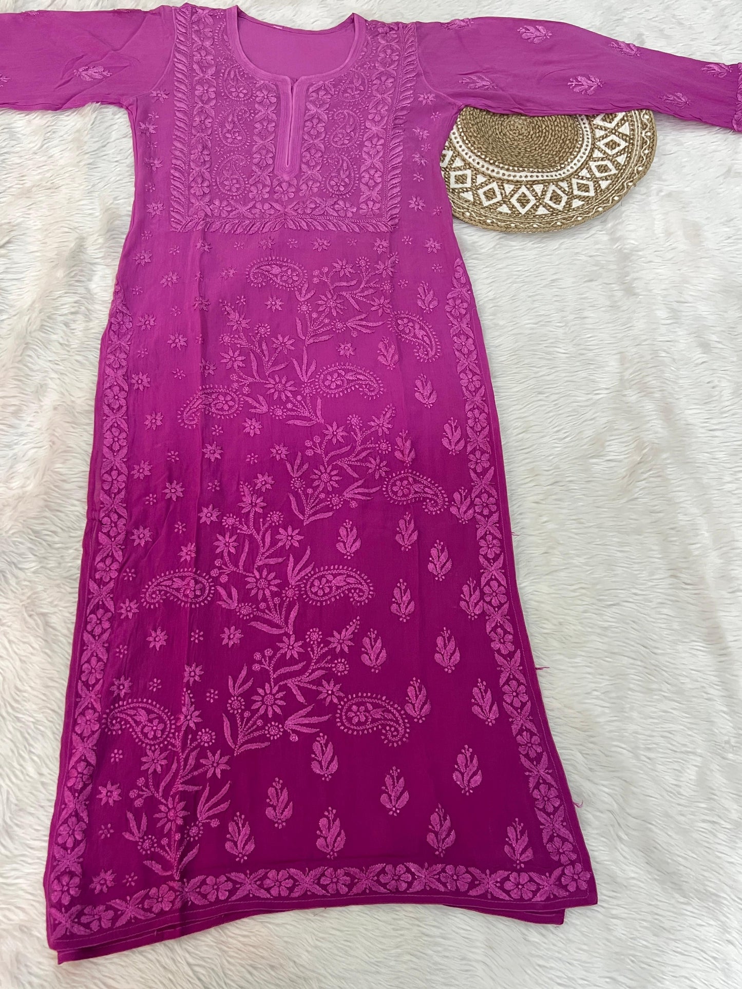 Premium Viscose Fabric HandWork Chikankari Kurti – Ombre Shades