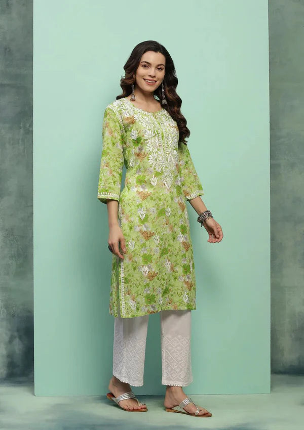 Lucknowi Handwork Mul Cotton Kurti