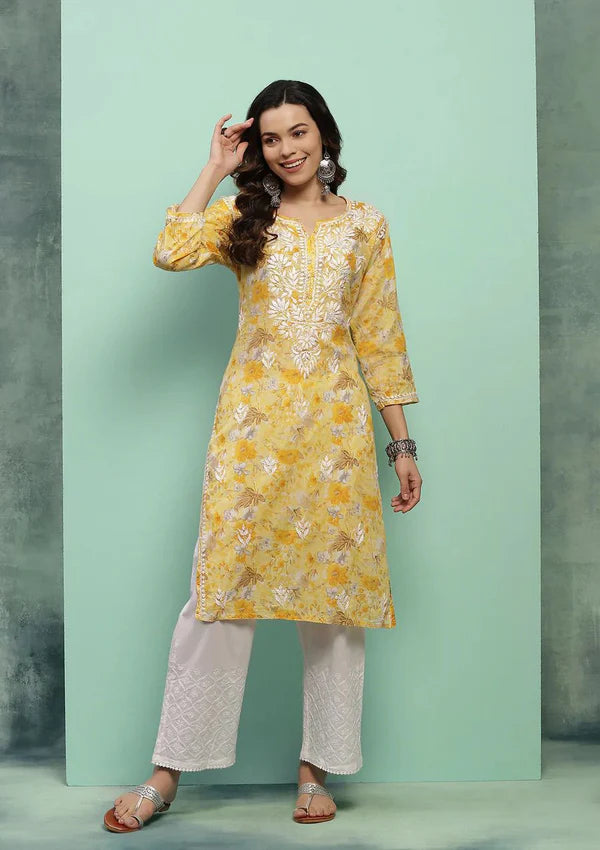 Lucknowi Handwork Mul Cotton Kurti