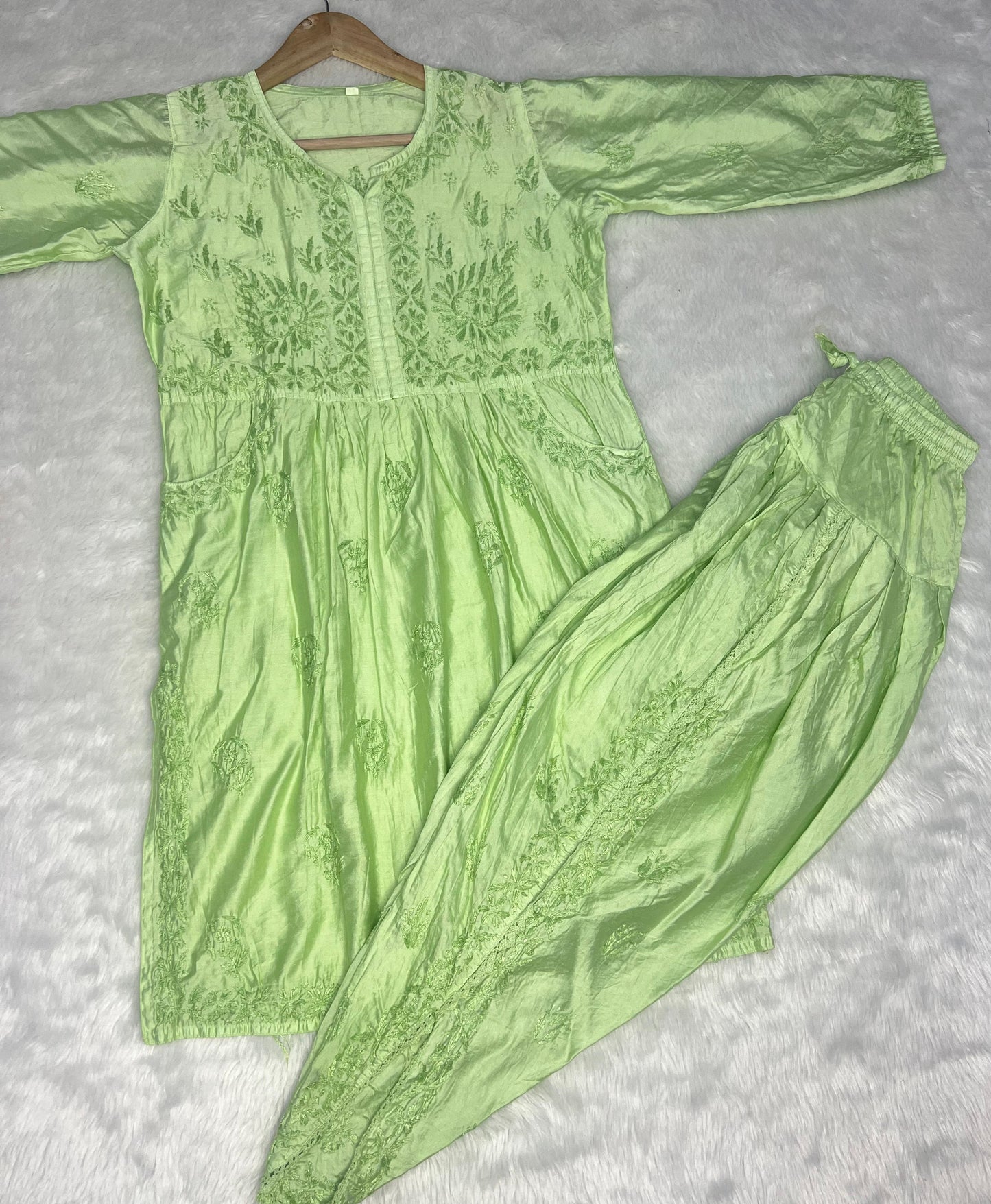 Chanderi Cotton Handwork  Cord Set