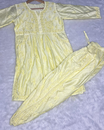 Chanderi Cotton Handwork  Cord Set