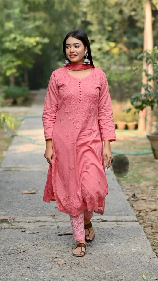 Dobby Cotton Chikankari 3 Pcs Set