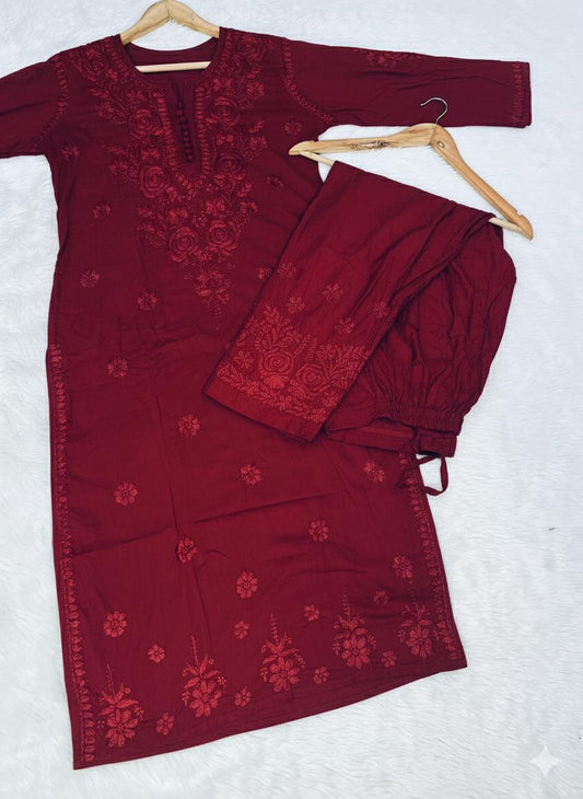 Dobby Cotton fabric Chikankari cord set