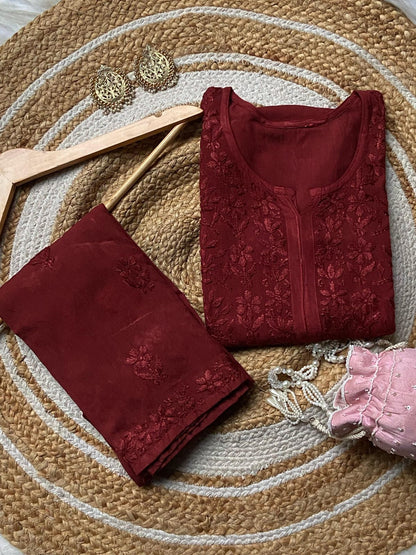 Premium Rayon Fabric Handwork  Kurti Palazzo Set