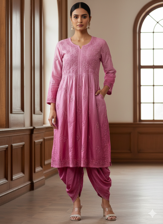 Chanderi Cotton Handwork  Cord Set