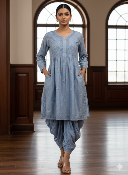 Chanderi Cotton Handwork  Cord Set