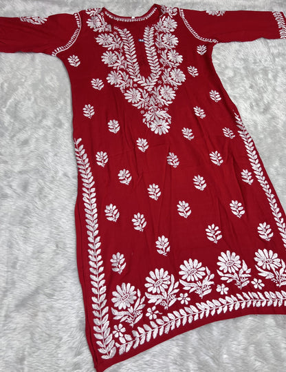 Handwork Chikankari Modal Fabric Kurti