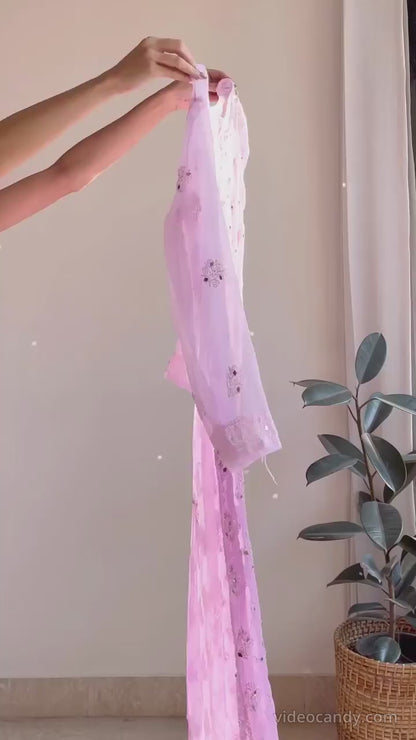 Chikankari most trending Ombre Mirror booti jaal sets With FREE Matching Inner