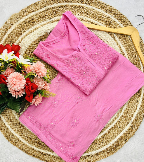 Mukaish work Rayon fabric Kurti Palazzo Set