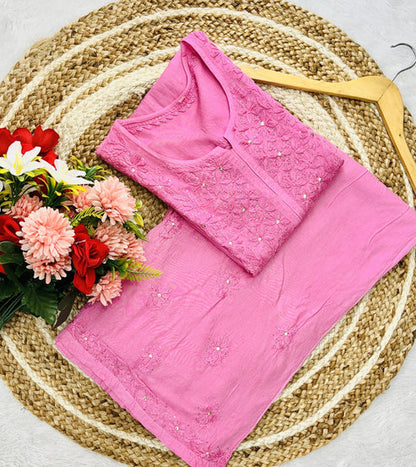 Mukaish work Rayon fabric Kurti Palazzo Set