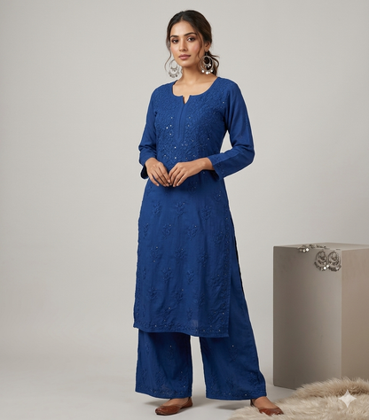 Mukaish work Rayon fabric Kurti Palazzo Set