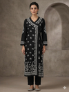 Black Rayon Chikankari Handwork Angrakha Kurta with beautiful Lucknowi handwork Embroidery for Women